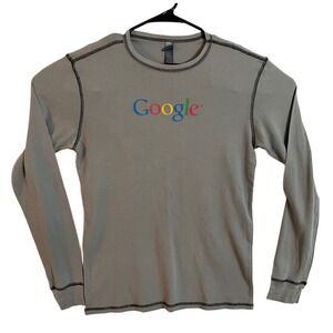 Vintage Adult Google Long Sleeve Shirt Gray Sz M USA Made